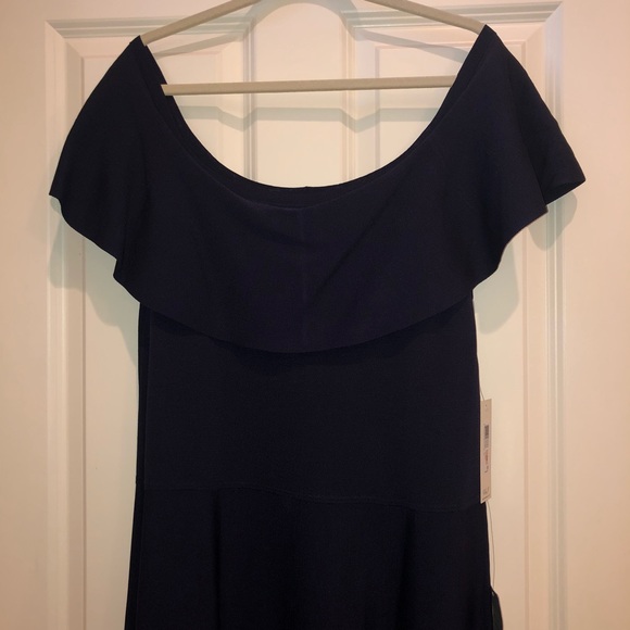 Eliza J off the shoulder navy dress - Picture 3 of 7